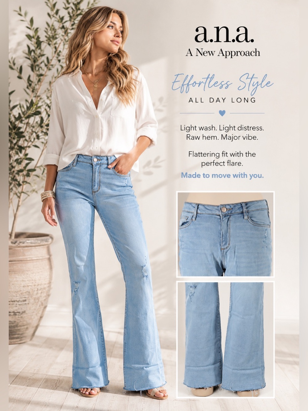 a.n.a Women's Light Wash Flare Jeans size 6